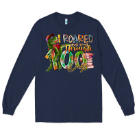 Navy i roared my way through 100 days Long Sleeve Tee - RacoonDesign