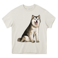 Cream Alaskan Malamute Dog Heavy Core Tee - LillyAllenDesigns