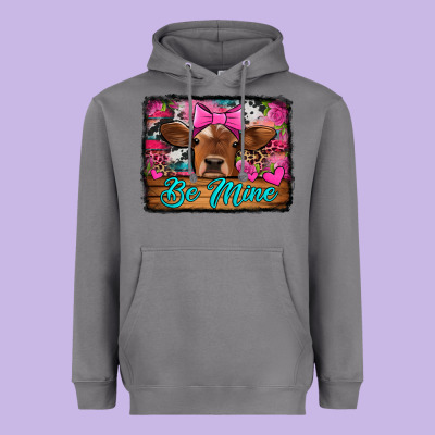 Be Mine Valentine's Day Cow Heavyweight Hoodie Designed By Jasminsmagicworld