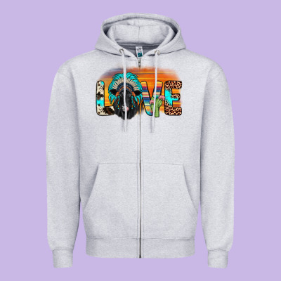 Love Black Angus Indian Headdress Zipper Hoodie Designed By Jahusdesignshop