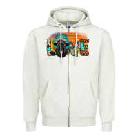 Oatmeal Heather love black angus indian headdress Zipper Hoodie - JahusDesignShop