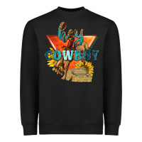 Black hey cowboy with sunflowers Heavyweight Sweatshirt - texasbilliewilder