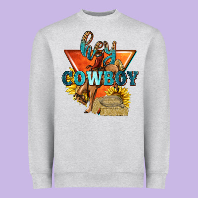 Heavyweight Sweatshirt hey cowboy with sunflowers