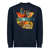 Navy hey cowboy with sunflowers Heavyweight Sweatshirt - texasbilliewilder
