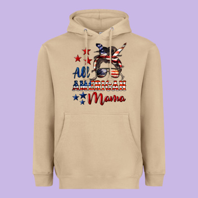 All American Mama Heavyweight Hoodie Designed By Lillyallendesigns