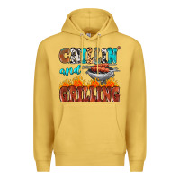 Antique Gold chillin and grilling Premium Hoodie - MaliasSmallBusiness
