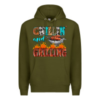 Army Green chillin and grilling Premium Hoodie - MaliasSmallBusiness