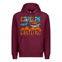 Burgundy chillin and grilling Premium Hoodie - MaliasSmallBusiness