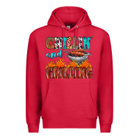 Cardinal chillin and grilling Premium Hoodie - MaliasSmallBusiness