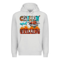 Dove Grey chillin and grilling Premium Hoodie - MaliasSmallBusiness
