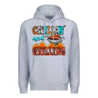 Heather Grey chillin and grilling Premium Hoodie - MaliasSmallBusiness