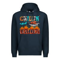 Navy chillin and grilling Premium Hoodie - MaliasSmallBusiness
