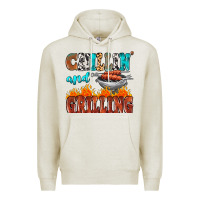 Oatmeal Heather chillin and grilling Premium Hoodie - MaliasSmallBusiness