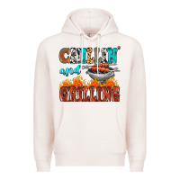 Pale Pink chillin and grilling Premium Hoodie - MaliasSmallBusiness