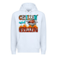 White chillin and grilling Premium Hoodie - MaliasSmallBusiness