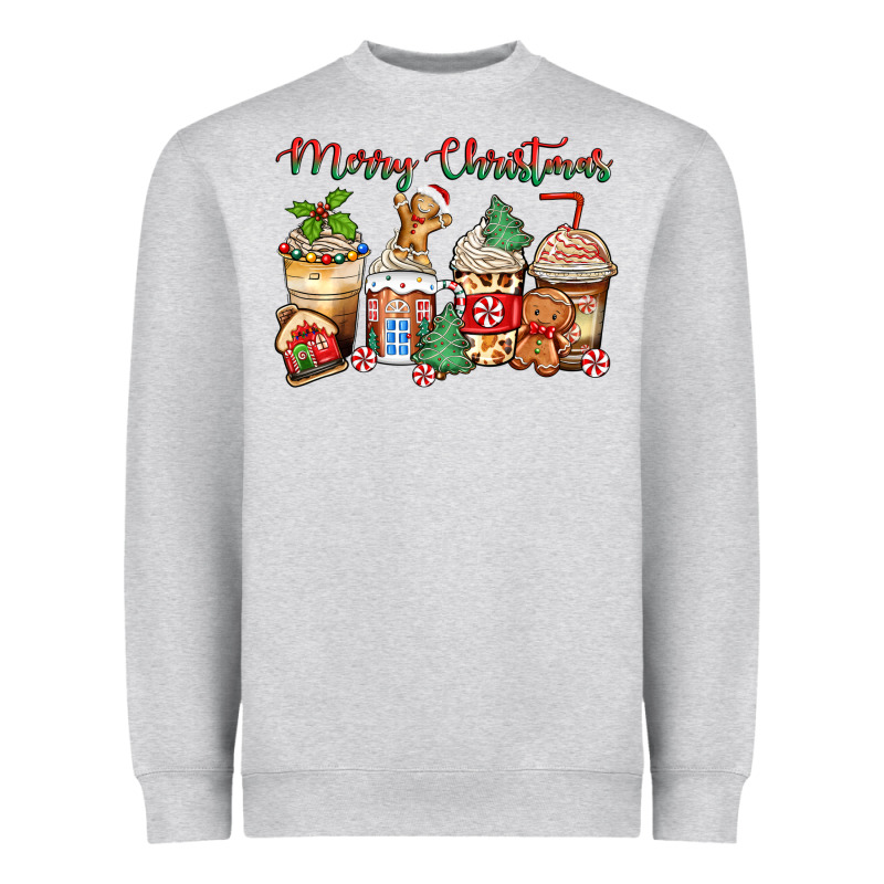 Merry Christmas Gingerbread Coffee Cups Heavyweight Sweatshirt by Zillion Design Studio | Teevron