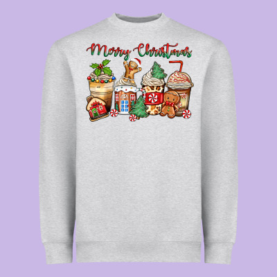 Merry Christmas Gingerbread Coffee Cups Heavyweight Sweatshirt Designed By Zillion Design Studio