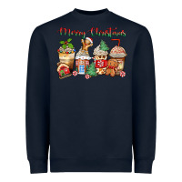 Navy merry christmas gingerbread coffee cups Heavyweight Sweatshirt - Zillion Design Studio