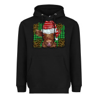 Black christmas leopard buffalo plaid baby highland cow Heavyweight Hoodie - BarkalooDesign