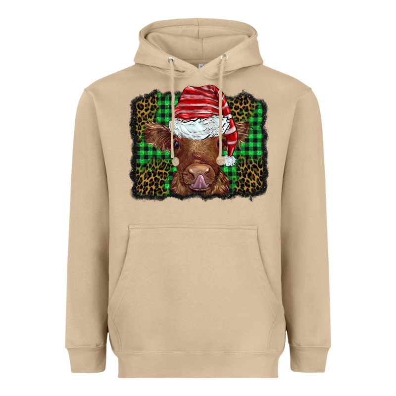 Christmas Leopard Buffalo Plaid Baby Highland Cow Heavyweight Hoodie by BarkalooDesign | Teevron