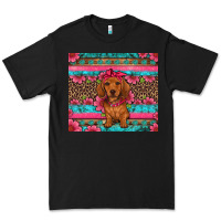 Black dachshund puppy floral Premium Tee - Artiststas