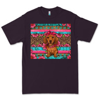 Plum dachshund puppy floral Premium Tee - Artiststas