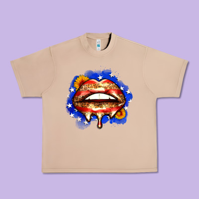Leopard American Flag Lips Urban Heavy Tee Designed By Zillion Design Studio