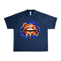 Navy leopard american flag lips Urban Heavy Tee - Zillion Design Studio