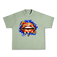 Oil Green leopard american flag lips Urban Heavy Tee - Zillion Design Studio