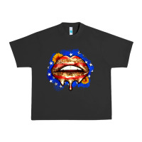 Pigment Black leopard american flag lips Urban Heavy Tee - Zillion Design Studio