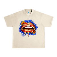 Sandshell leopard american flag lips Urban Heavy Tee - Zillion Design Studio