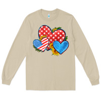 Mushroom usa flag hearts with sunflower Long Sleeve Tee - HRA Design Shop