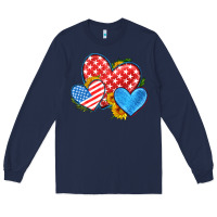 Navy usa flag hearts with sunflower Long Sleeve Tee - HRA Design Shop