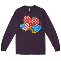 Plum usa flag hearts with sunflower Long Sleeve Tee - HRA Design Shop