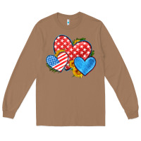 Toasted Coconut usa flag hearts with sunflower Long Sleeve Tee - HRA Design Shop