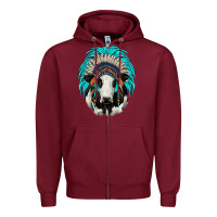 Burgundy holstein indian headdress Zipper Hoodie - JahusDesignShop