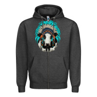 Charcoal Heather holstein indian headdress Zipper Hoodie - JahusDesignShop