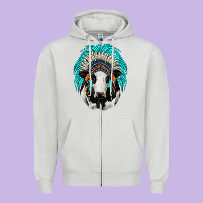 Holstein Indian Headdress Zipper Hoodie Designed By Jahusdesignshop