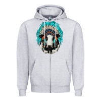 Heather Grey holstein indian headdress Zipper Hoodie - JahusDesignShop