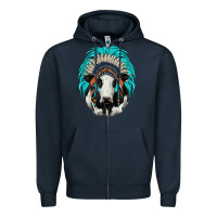 Navy holstein indian headdress Zipper Hoodie - JahusDesignShop