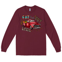 Burgundy eat fresh buy local Long Sleeve Tee - CowhideDigitalArt