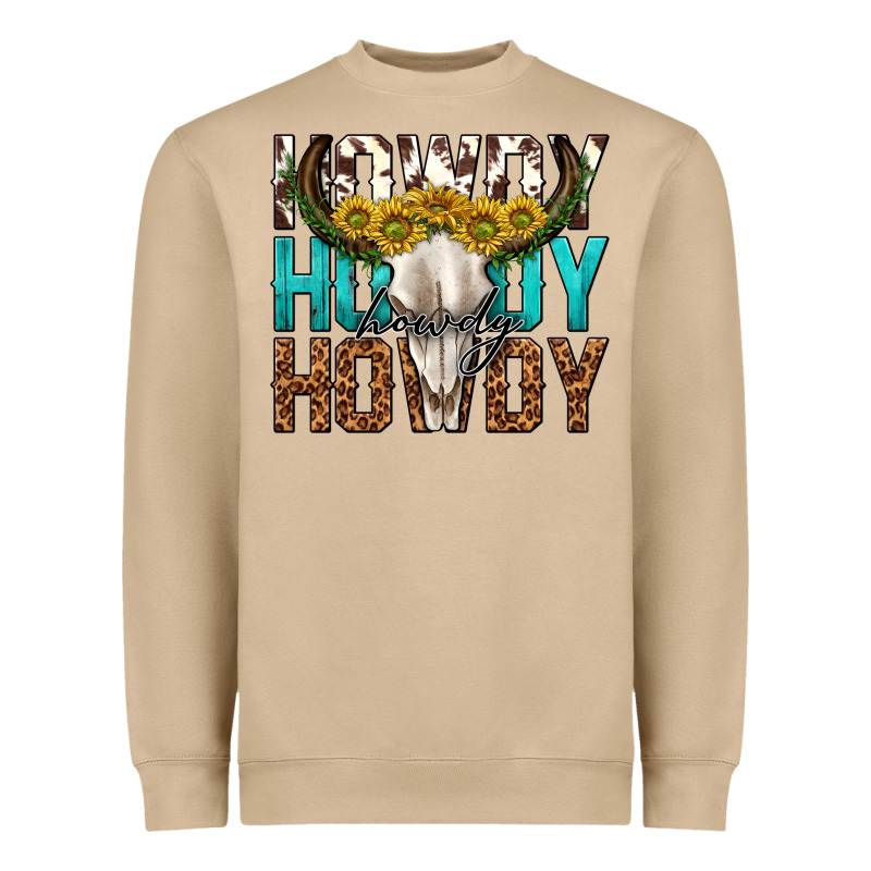 Howdy Howdy Howdy Western Bull Skull Heavyweight Sweatshirt by texasbilliewilder | Teevron