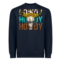 Navy howdy howdy howdy western bull skull Heavyweight Sweatshirt - texasbilliewilder