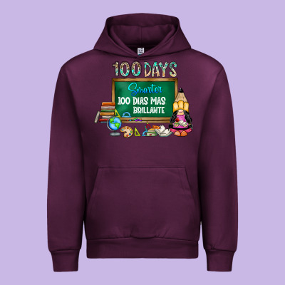 100 Days Smarter 100 Dias Mas Brillante Urban Hoodie Designed By Sublimationcraftshop