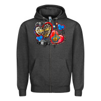 Charcoal Heather western leopard  police hearts Zipper Hoodie - AdoDesignShop