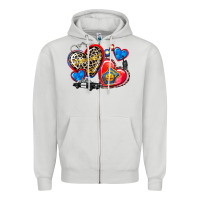 Dove Grey western leopard  police hearts Zipper Hoodie - AdoDesignShop