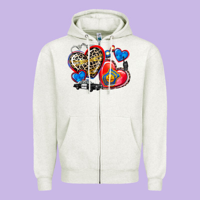 Western Leopard  Police Hearts Zipper Hoodie Designed By Adodesignshop
