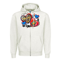 Oatmeal Heather western leopard  police hearts Zipper Hoodie - AdoDesignShop