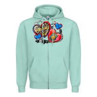 Seafoam western leopard  police hearts Zipper Hoodie - AdoDesignShop
