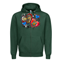 Sports Green western leopard  police hearts Zipper Hoodie - AdoDesignShop
